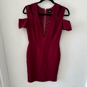 NUDE BURGANDY MINI DRESS